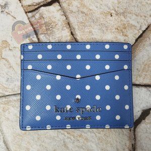 Small Slim Card Holder Garden Dot Blue Kate Spade